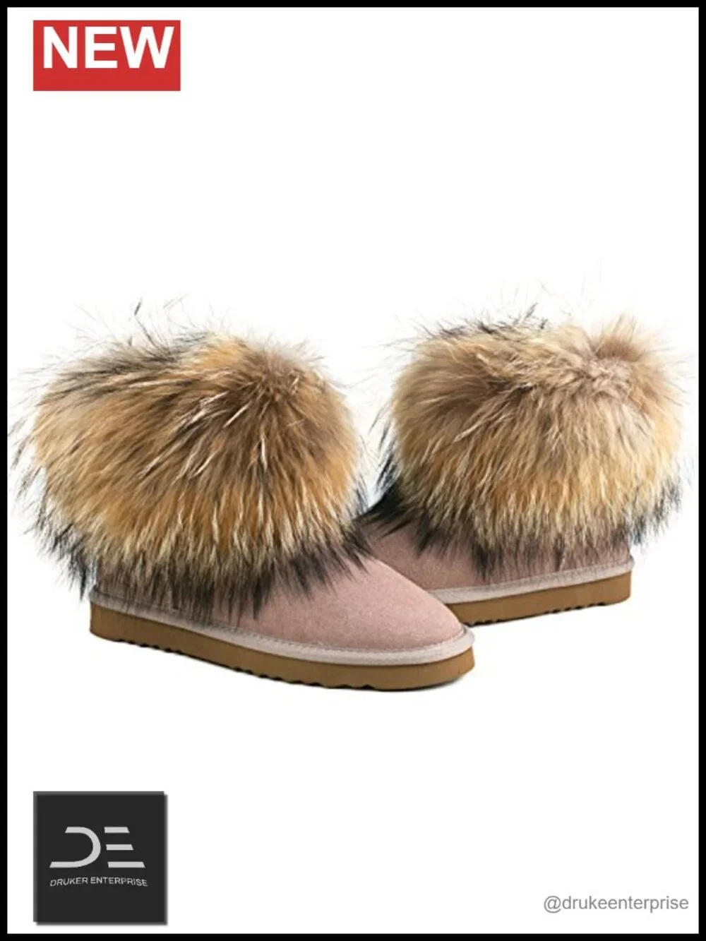 Genuine Suede Waterproof Winter Fur Ankle Boots Women Fluffy Snow Boots